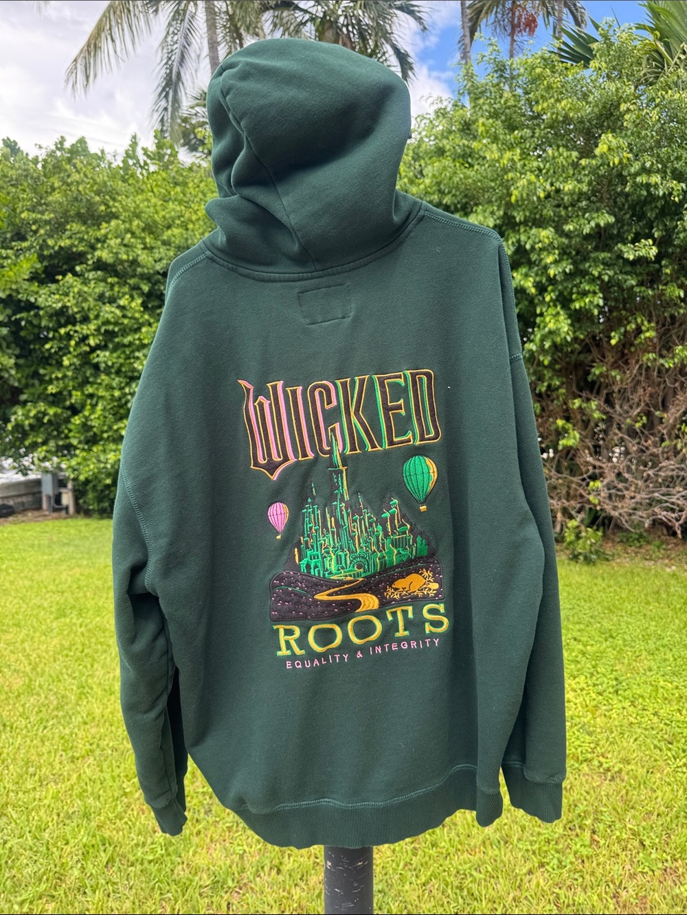 Roots Wicked Hoodie Dark Green UNISEX Organic Cotton Men's XL Women's 2XL